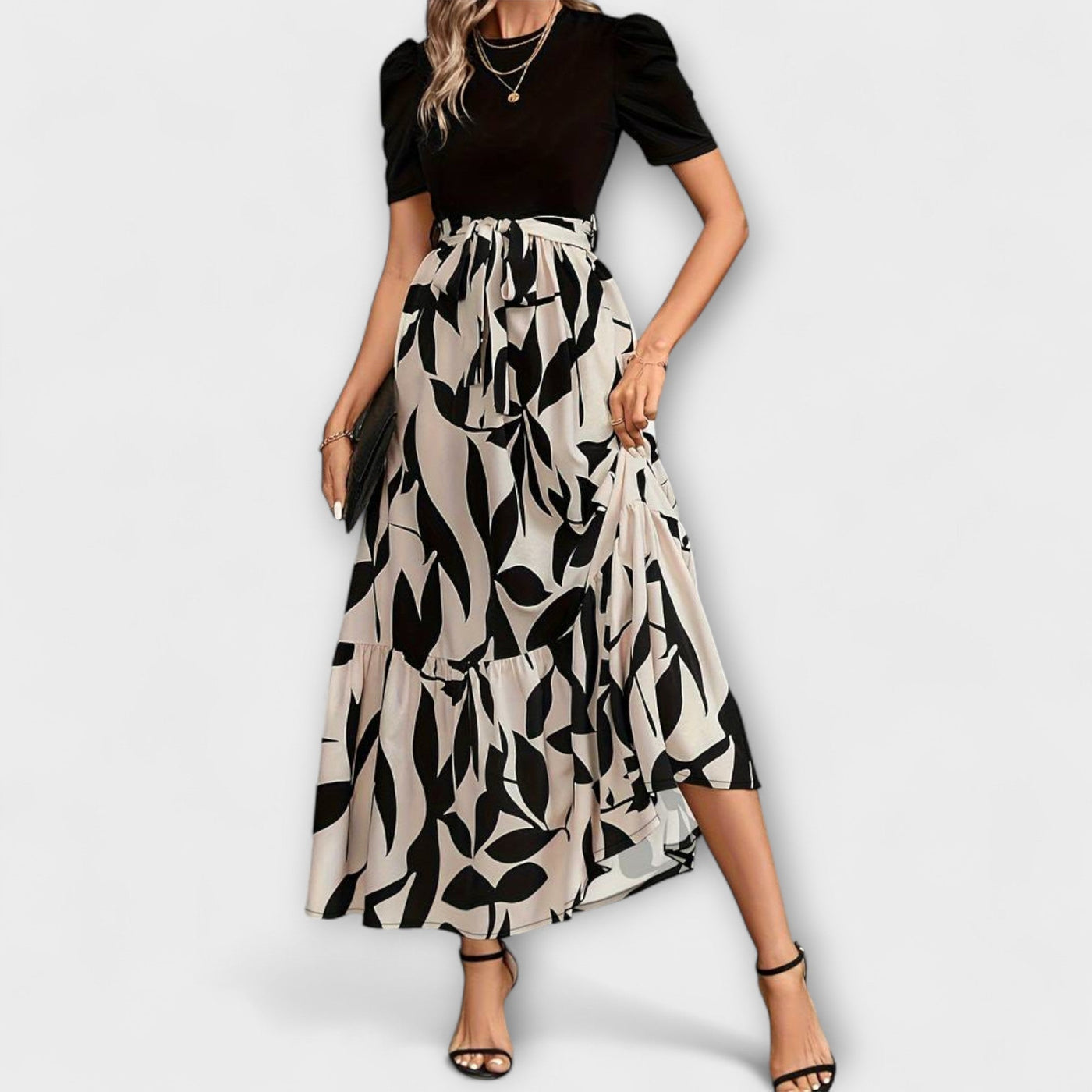 Luna - Vestido de Verano con Patrón Floral y Escote Redondo