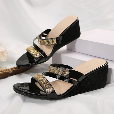 Stacey tacón de plataforma con purpurina dorada