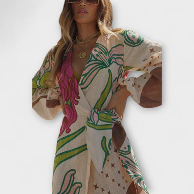 Tracey - Vestido Maxi Túnica con Corbata