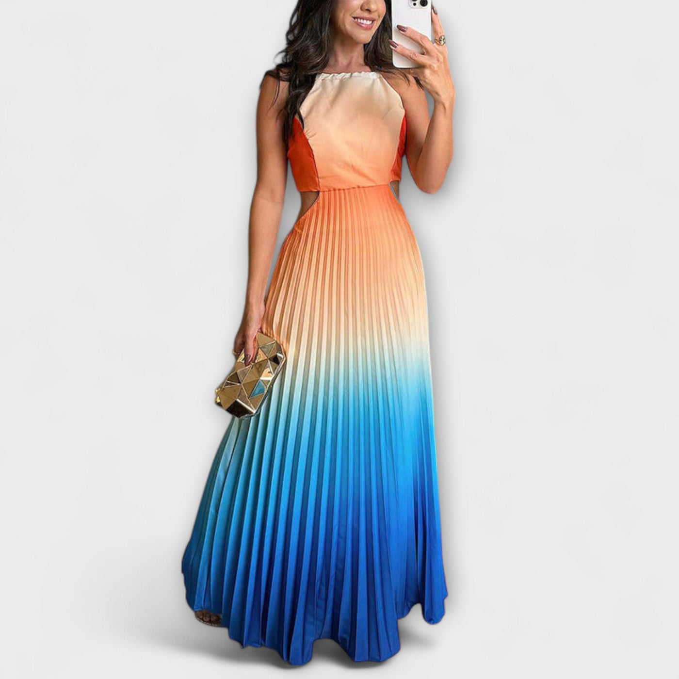 Haven - Elegante Vestido Maxi Sin Espalda con Tie-Dye