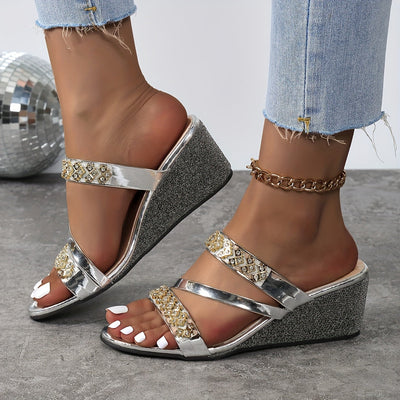 Stacey tacón de plataforma con purpurina dorada