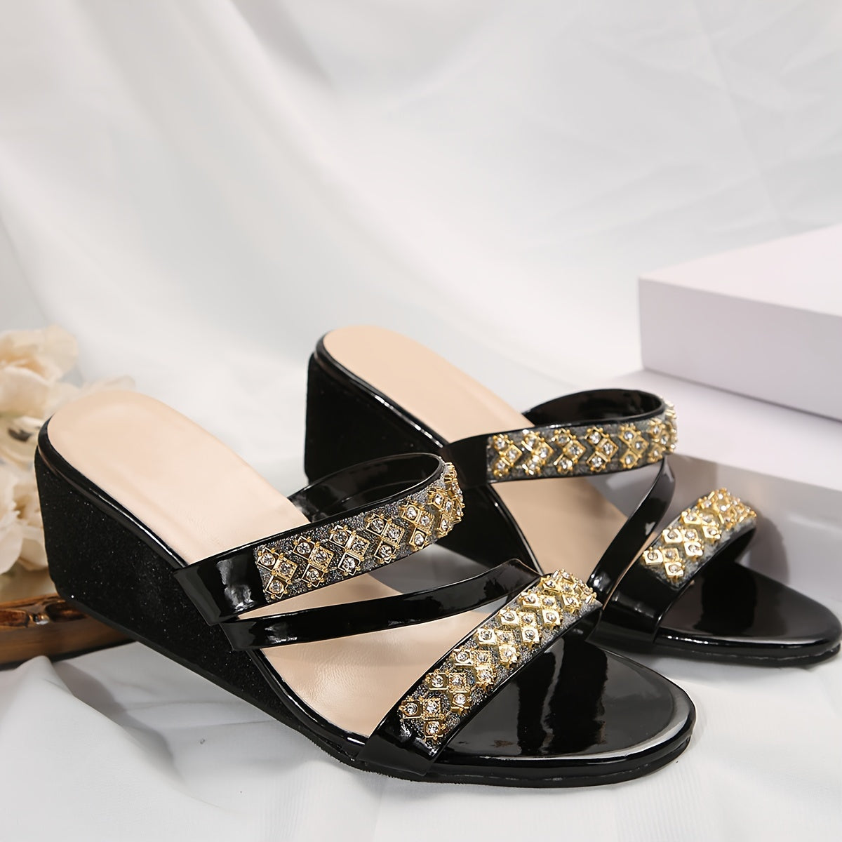 Stacey tacón de plataforma con purpurina dorada