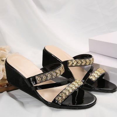 Stacey tacón de plataforma con purpurina dorada