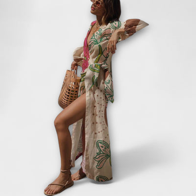 Tracey - Vestido Maxi Túnica con Corbata