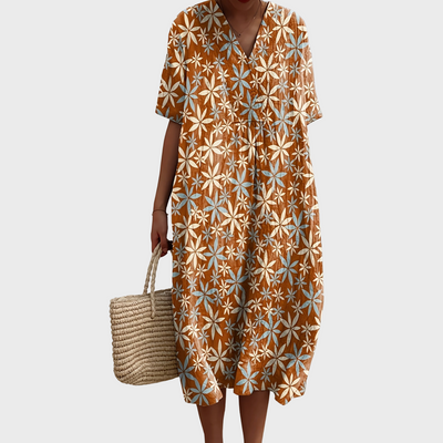 Lola | Vestido Midi de Flores Rojas