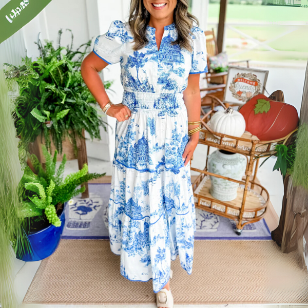 Lydia | Vestido Maxi con Volantes y Estampado