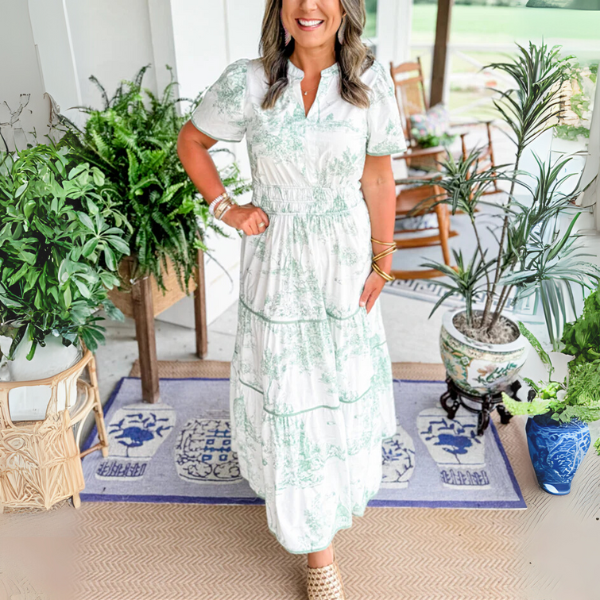 Lydia | Vestido Maxi con Volantes y Estampado