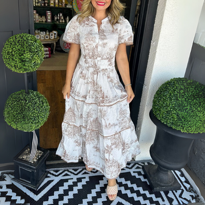 Lydia | Vestido Maxi con Volantes y Estampado