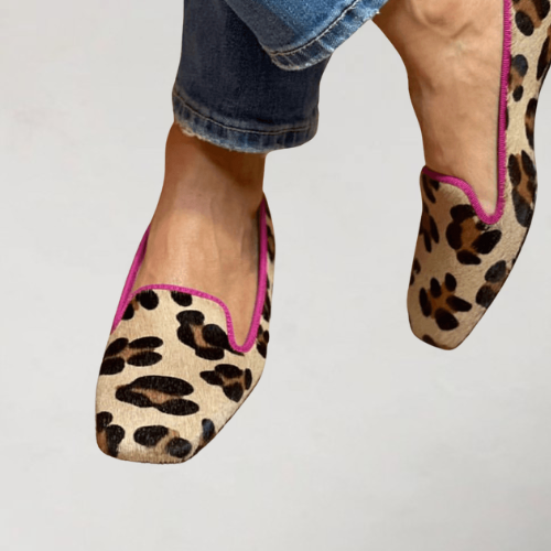 Yvonne | Mocasines de Cuero con Estampado de Leopardo