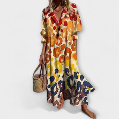 Lila - Vestido Maxi Halagador con Cobertura para el Abdomen