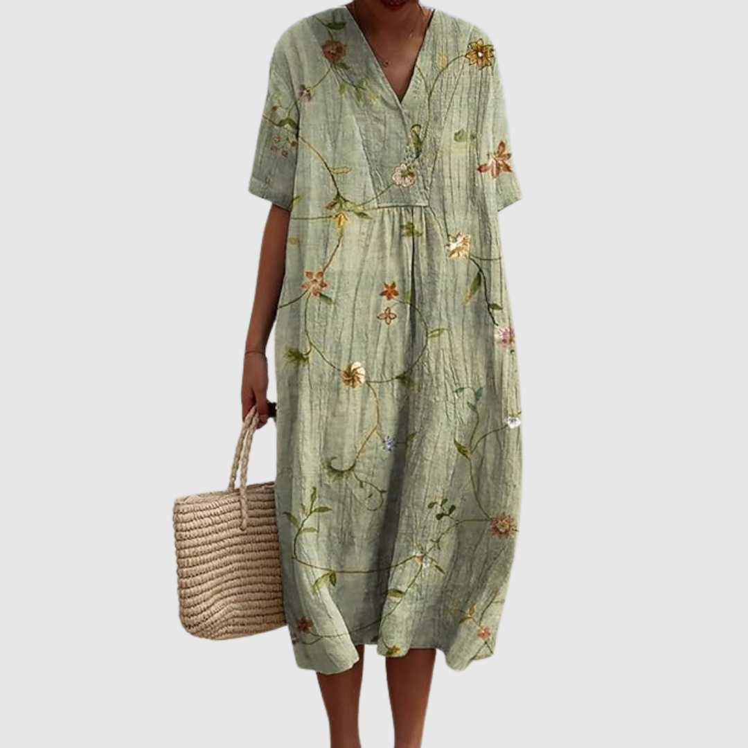 Lillian | Vestido Midi Bordado en Salvia