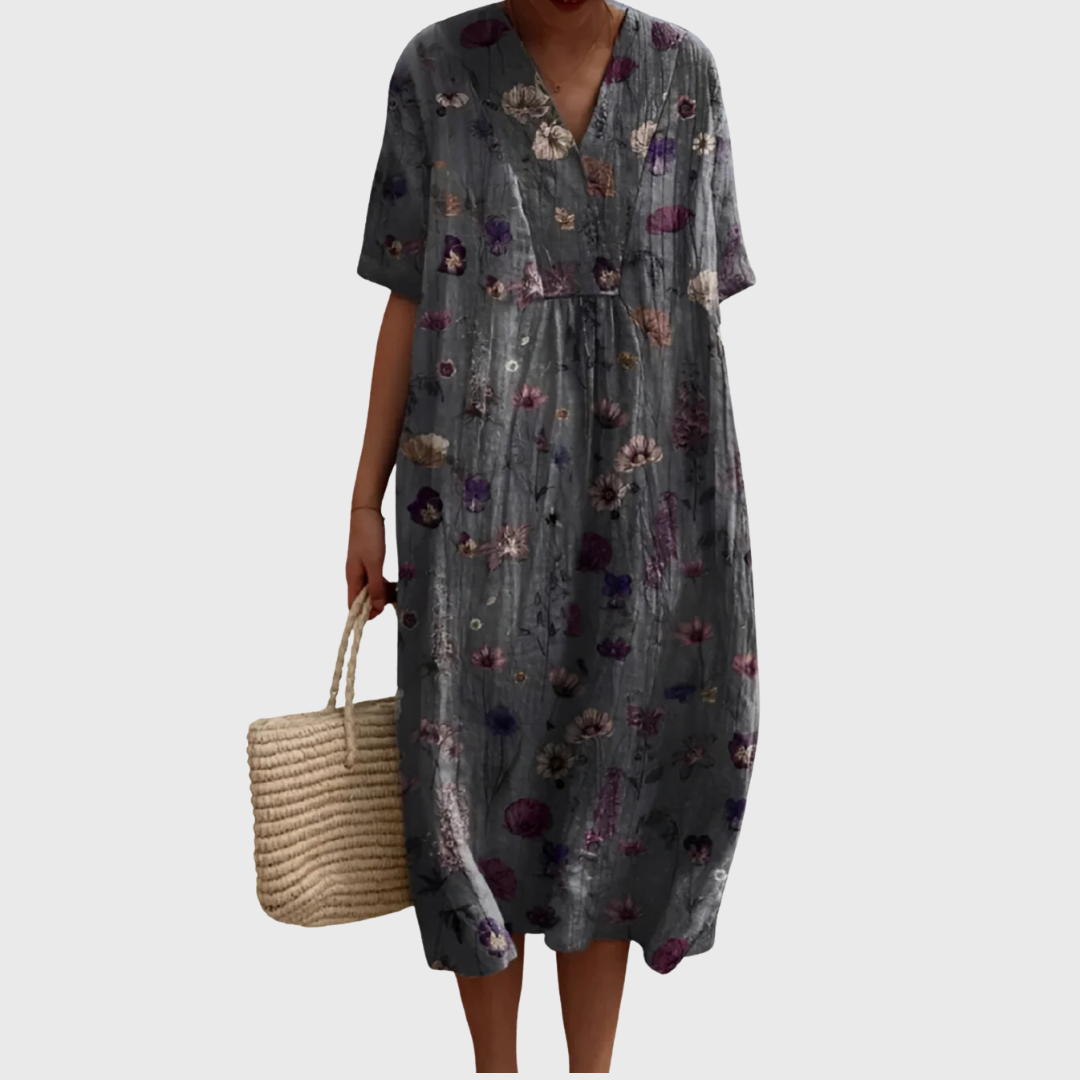 Ivy | Vestido Midi Floral Jardín Crepuscular