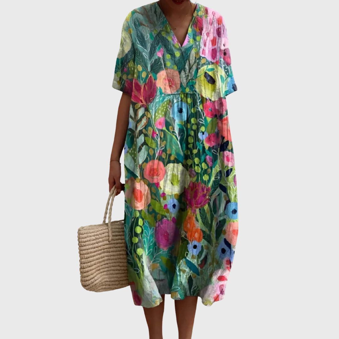 Ruby | Vestido Midi Acuarela Jardín