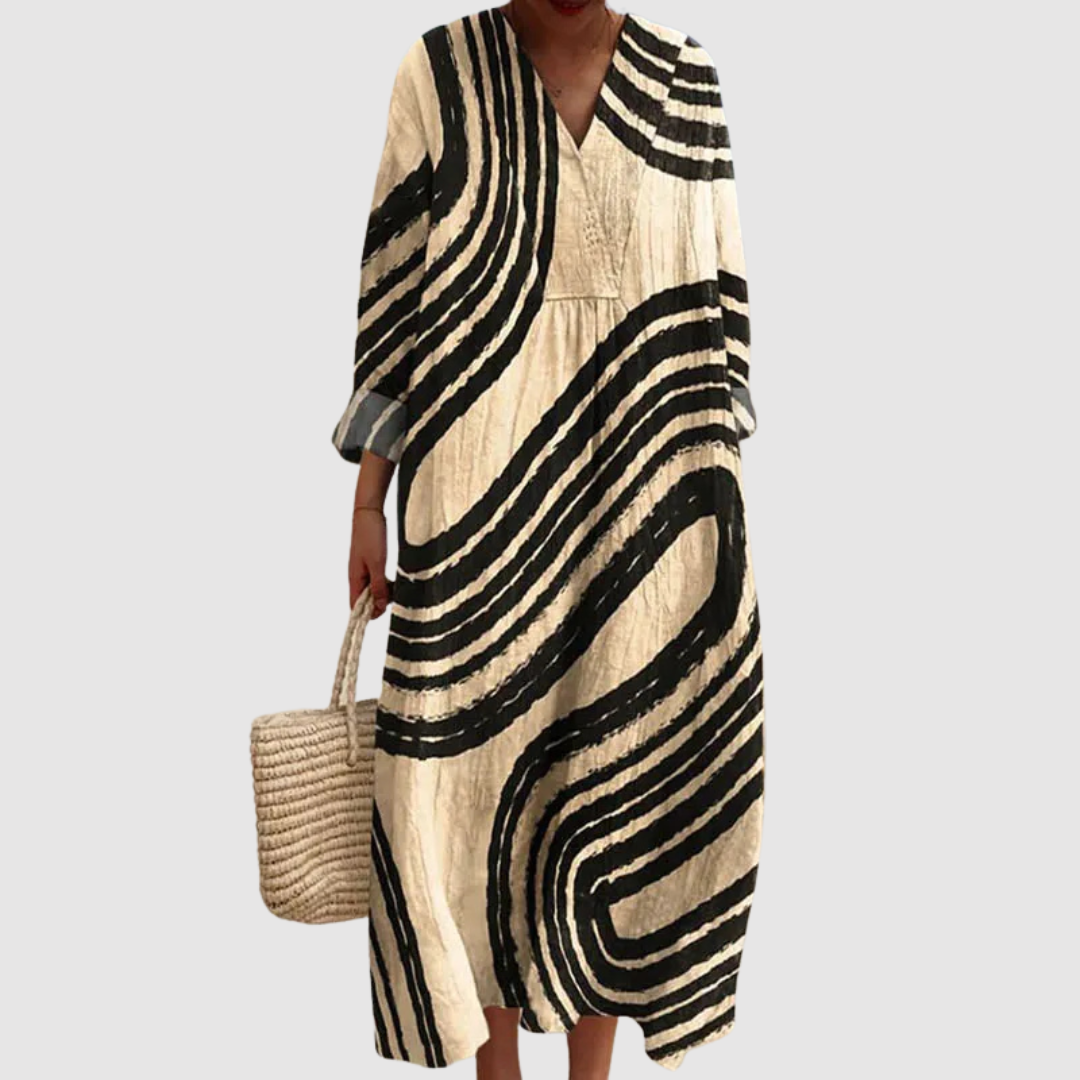 Margot | Vestido Midi de Flujo Líneas Urbanas