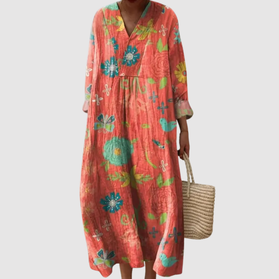 Lottie | Vestido de Manga Larga Coral Meadow