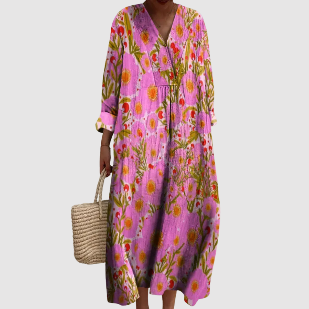 Daisy-May | Vestido Floral Largo Sunset Bloom