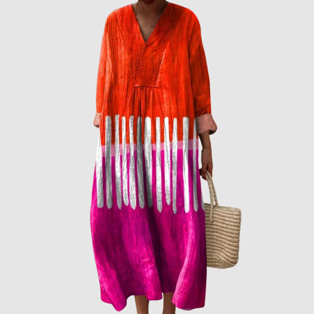 Aubrey | Vestido Midi de Manga Larga con Efecto Dip-Dye