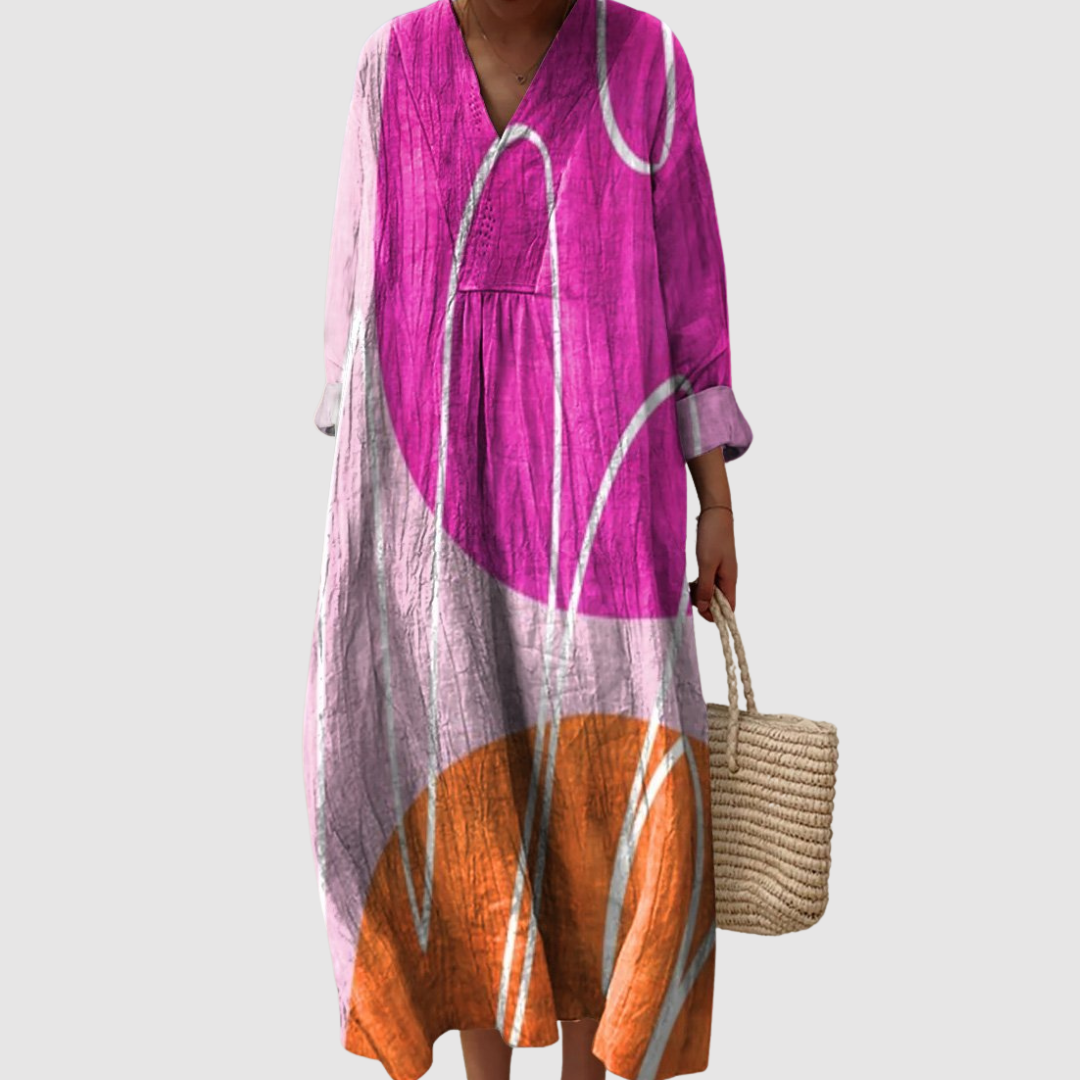 Erica | Vestido Midi Arcoíris al Atardecer