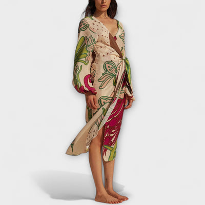 Tracey - Vestido Maxi Túnica con Corbata