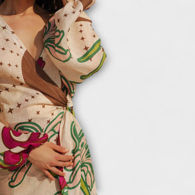 Tracey - Vestido Maxi Túnica con Corbata